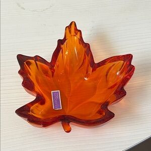Marquise Vibrant Orange Leaf Glass Art